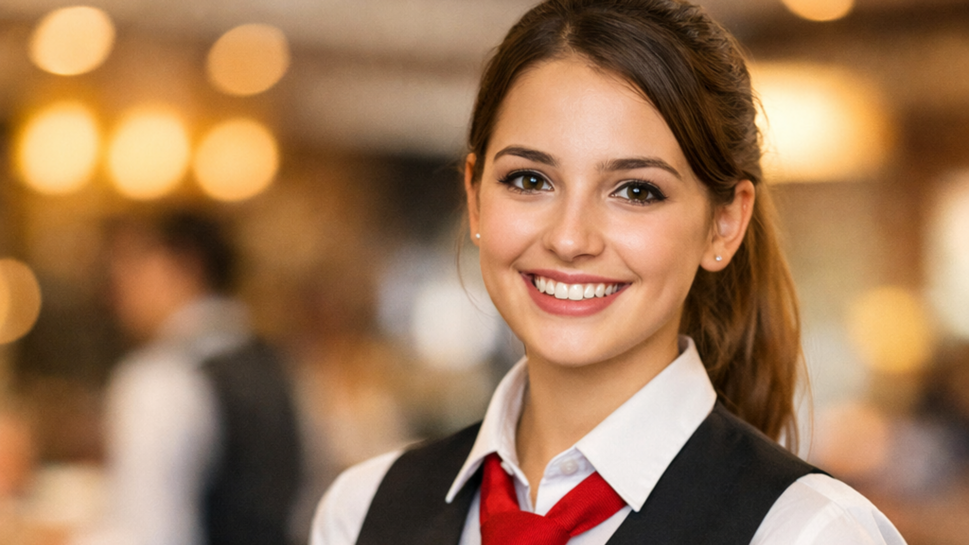 Median Hotels: job openings in Hanover and Lehrte Smiling waitress serving wine and appetizer on tray in restaurant