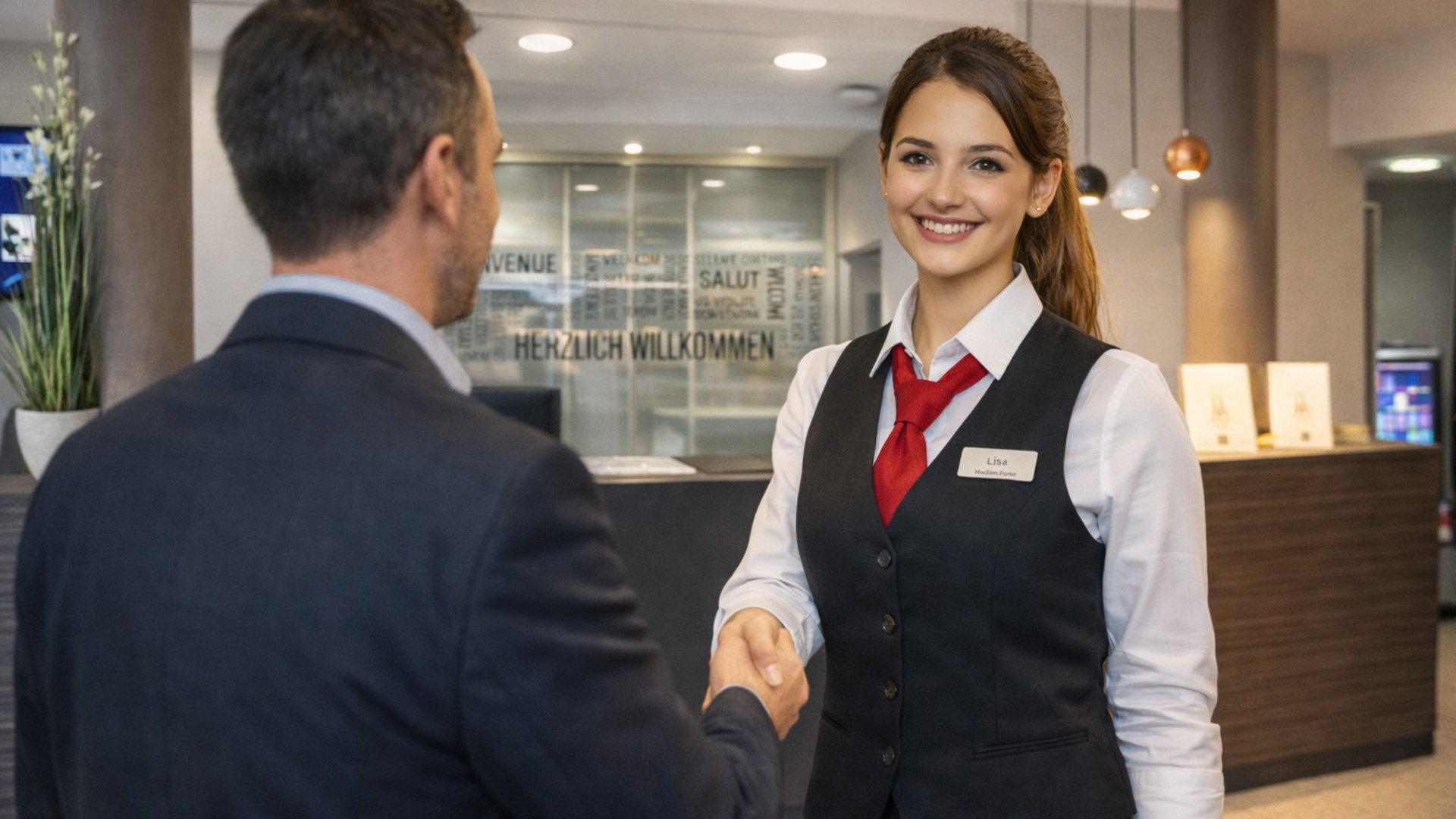 Median Hotels: job openings in Hanover and Lehrte Hotel staff warmly greets guest at reception with handshake